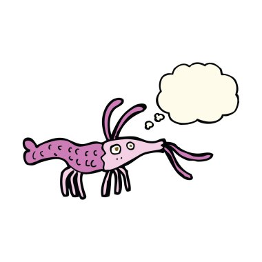 çizgi film karides ile düşünce balonu