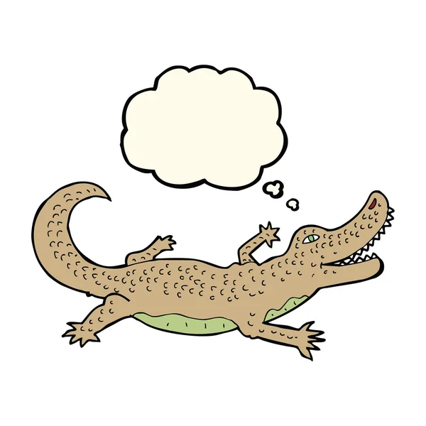 带有思想泡泡的卡通鳄鱼 — 图库矢量图片