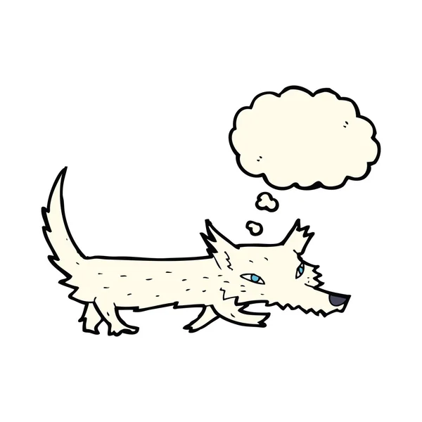Karikatur kleiner Wolf mit Gedankenblase — Stockvektor