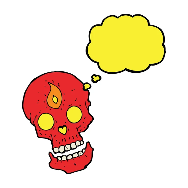 Dessin animé crâne mystique avec bulle de pensée — Image vectorielle