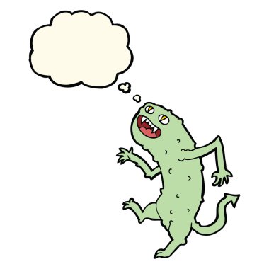 Düşünce baloncuklu çizgi film canavarı