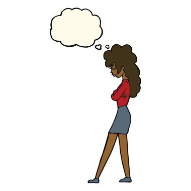 çizgi film kadın düşünce balonu ile rahatsız