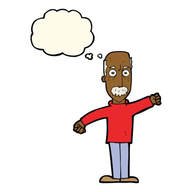 çizgi film düşünce balonu ile kızgın ihtiyar