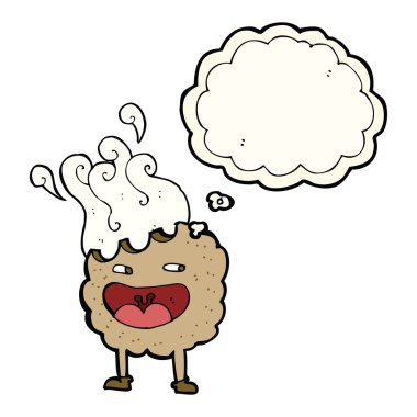 Düşünce baloncuklu çerez çizgi film karakteri