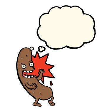 Düşünce baloncuklu çizgi film sosisi