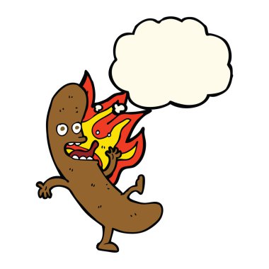 Deli çizgi film sosis düşünce balonu ile