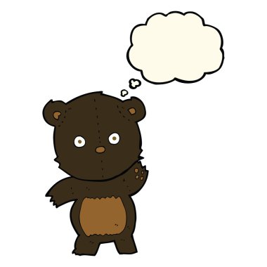 sevimli çizgi siyah ayı ile düşünce balonu