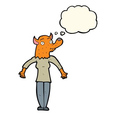 çizgi film Tilki kadın düşünce balonu ile