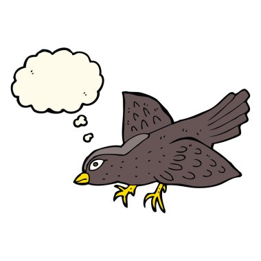 Düşünce baloncuklu çizgi film kuşu