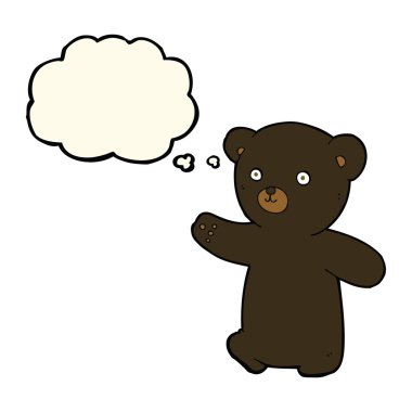 çizgi film siyah ayı yavrusu ile düşünce balonu