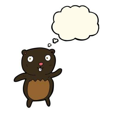 çizgi film siyah ayı yavrusu ile düşünce balonu