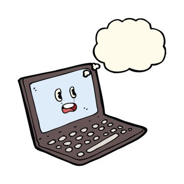 Düşünce baloncuklu dizüstü bilgisayar