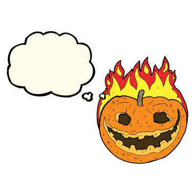 Düşünce baloncuklu ürkütücü balkabağı.