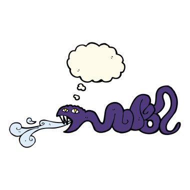 Düşünce baloncuklu çizgi film yılanı