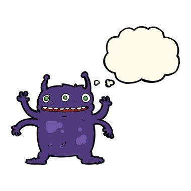 Düşünce baloncuklu uzaylı yaratık.