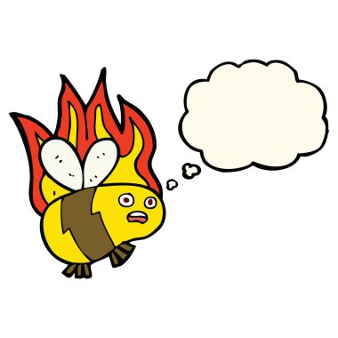 Düşünce baloncuklu çizgi film arısı