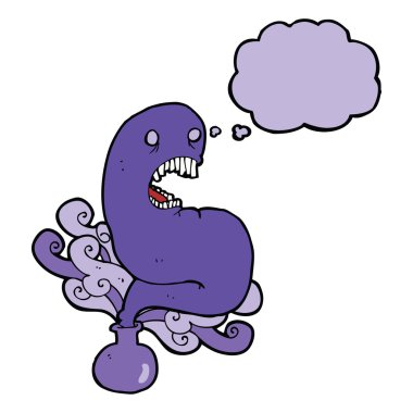 Şişede cadılar bayramı hayaleti ve düşünce kabarcığı.