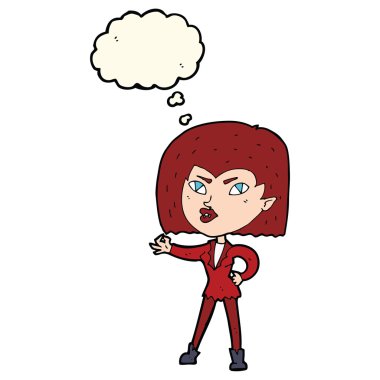 Düşünce baloncuğu olan vampir kız.