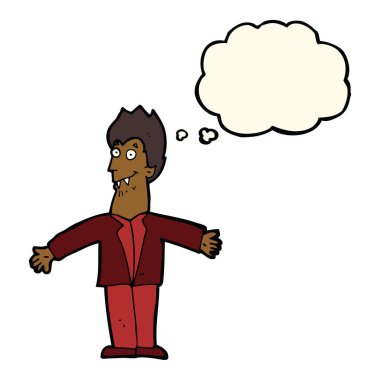 Düşünce baloncuğu olan vampir adam.