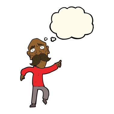 düşünce balonu ile işaret karikatür üzgün ihtiyar