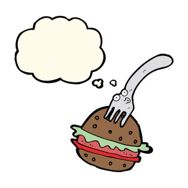 çizgi film çatal ve düşünce balonu burger