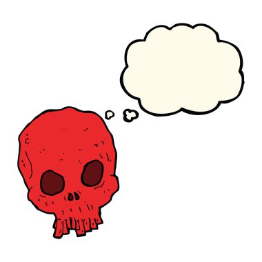 Düşünce baloncuklu ürkütücü kafatası