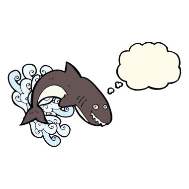 Düşünce baloncuklu çizgi film köpekbalığı