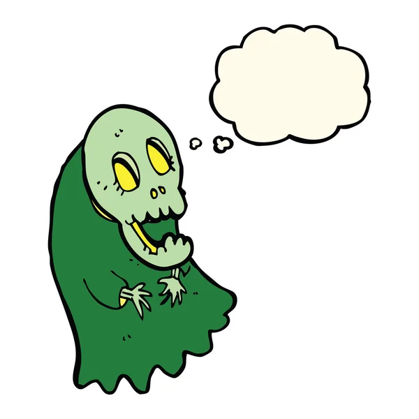 Cartoon spooky ghoul met gedachte bubble — Stockvector