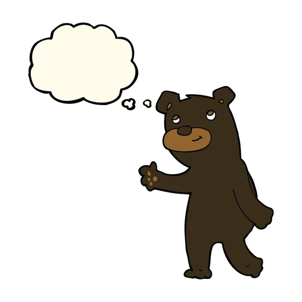 Roztomilý kreslený černý medvěd s myšlenkou bublina — Stockový vektor