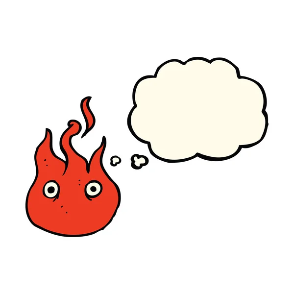 Simbolo di fiamma del fumetto con bolla di pensiero — Vettoriale Stock