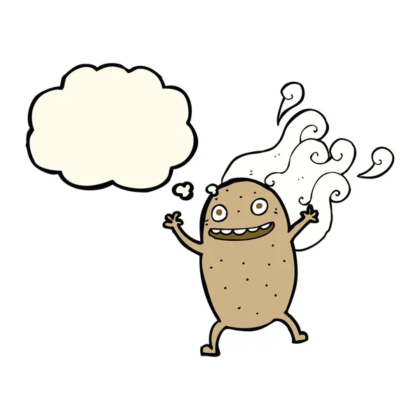 卡通人物快乐土豆与思想泡沫 — 图库矢量图片
