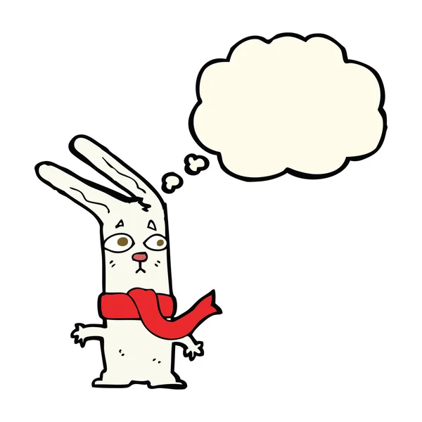 Düşünce baloncuklu çizgi film tavşanı — Stok Vektör