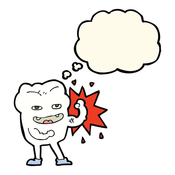 Kreskówka silny zdrowy ząb z bańki myślowej — Wektor stockowy