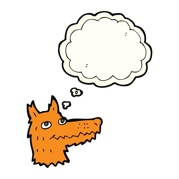 Cartoon fox hoofd met gedachte bubble — Stockvector