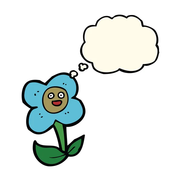 Мультяшна квітка з обличчям з мисленням бульбашки — стоковий вектор