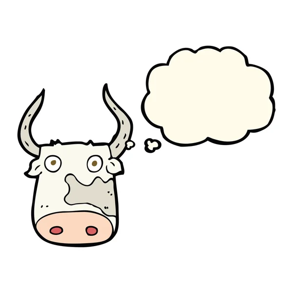 Cartoon cow with thought bubble — Stock Vector