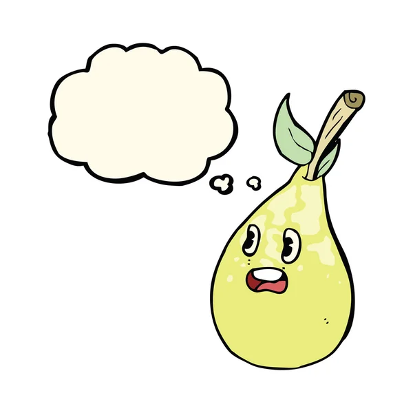 Cartoon pear with thought bubble — Stock Vector