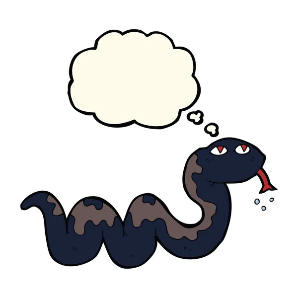 Serpiente de dibujos animados con burbuja de pensamiento — Vector de stock