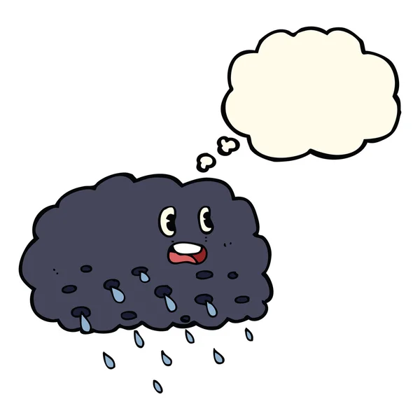 Nube de lluvia de dibujos animados con burbuja de pensamiento — Archivo Imágenes Vectoriales