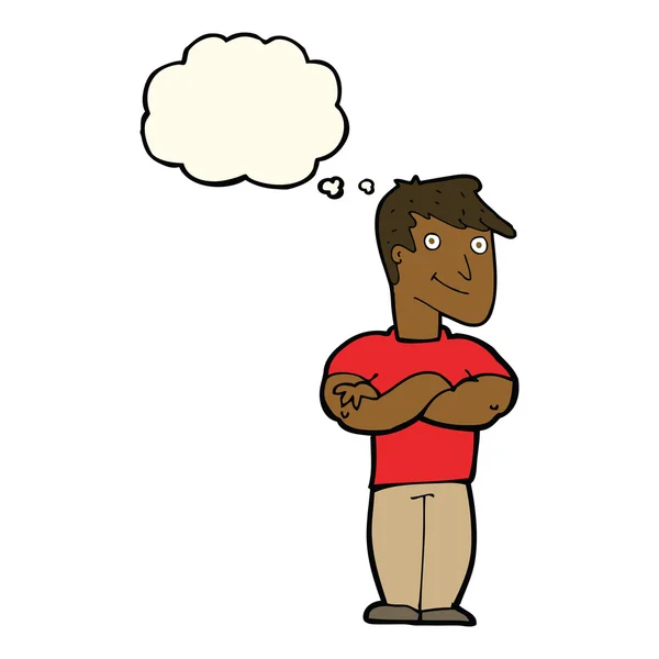 Μυϊκή άνδρα καρτούν με σκέψη φούσκα — Διανυσματικό Αρχείο
