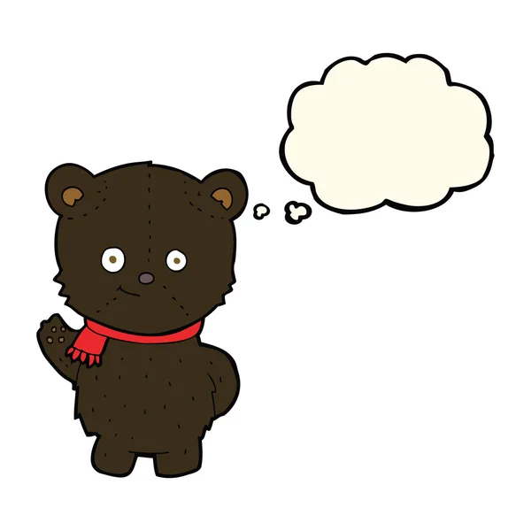 Cute cartoon zwarte beer met gedachte bubble — Stockvector