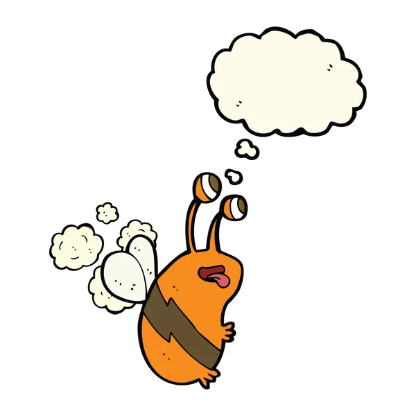 Cartone animato divertente ape con bolla di pensiero — Vettoriale Stock