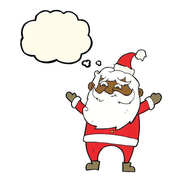 Cartoon happy santa claus with thought bubble — Stock Vector