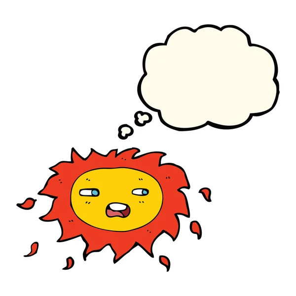 Kreskówki smutne słońce z bańki myśli — Wektor stockowy