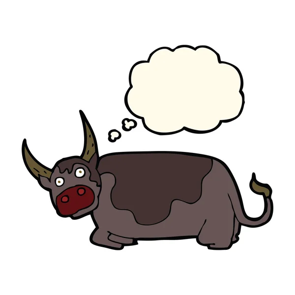 Tecknad tjur med tankebubbla — Stock vektor