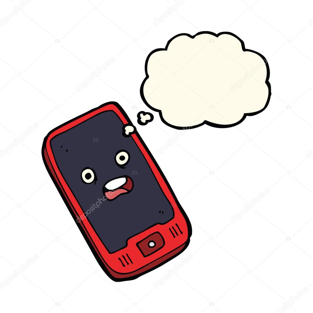 Telephone Portable Dessin Anime Avec Bulle De Pensee Image Vectorielle Lineartestpilot C 77164597
