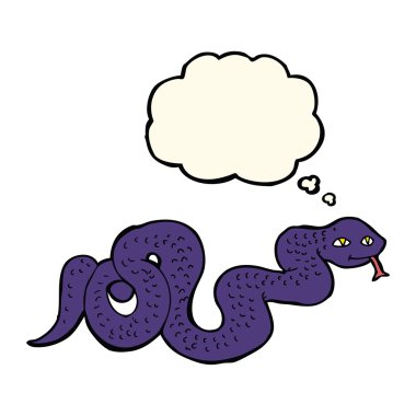 Düşünce baloncuklu çizgi film yılanı