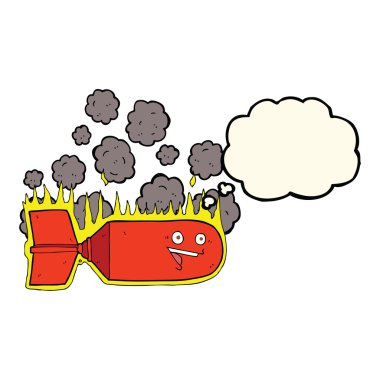 Düşünce baloncuğu ile düşen çizgi film bombası