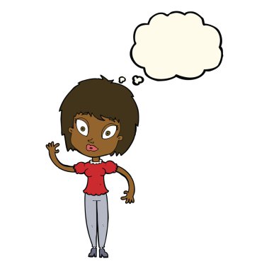 Düşünce baloncuklu güzel kız.