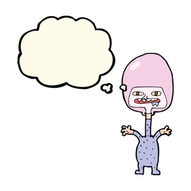 Düşünce baloncuğu olan uzaylı çizgi film